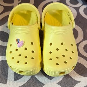 CROCS Kids Yellow Clogs with Rainbow Charm
